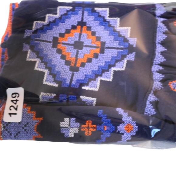 NWT by Anthropologie Navy Blue Off the Shoulder Embroidered Boho Top Smocking S - Picture 9 of 9